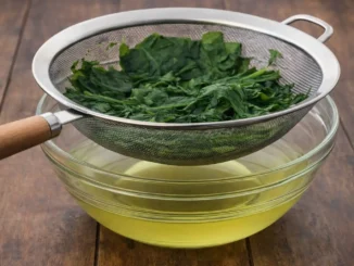 agua de espinaca con jengibre y limón colada en bowl — bebida natural para reducir el hambre y bajar de peso