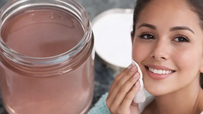 vinagre de manzana para la piel: tónico natural en frasco y aplicación facial con algodón