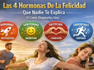 infografía de las 4 hormonas de la felicidad dopamina serotonina oxitocina y endorfinas y cómo activarlas
