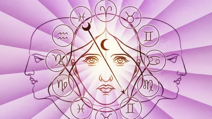 Un círculo del zodiaco con los doce signos, que irradia un concepto de energía o destino kármico y filosófico.